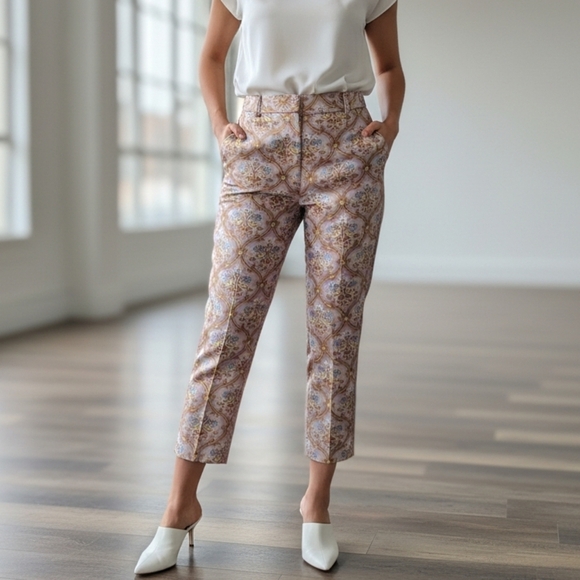 J. Crew Pants - J. Crew Collection Patterned Pink Blue Silk Blend